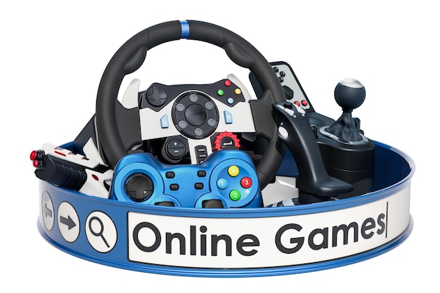 Foto rendering 3d del concetto di giochi online