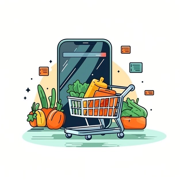 Online grocery shopping with a mobile phone