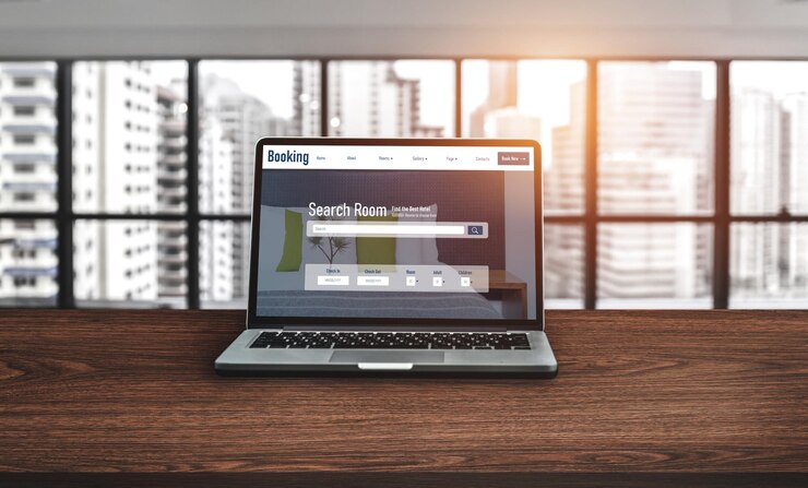 Photo online hotel accommodation booking website provide modish reservation system