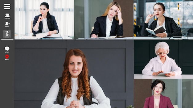 Online interview video conference female hr team