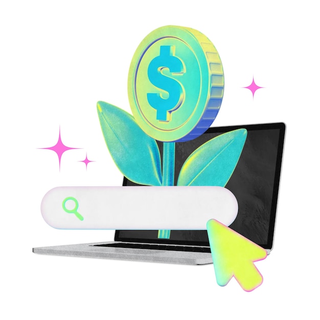 Онлайн-инвестиции png FinTech коллаж ремикс прозрачный фон