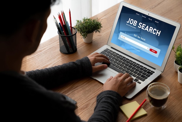 Online job search on modish website for worker to search for job opportunities on the recruitment internet network