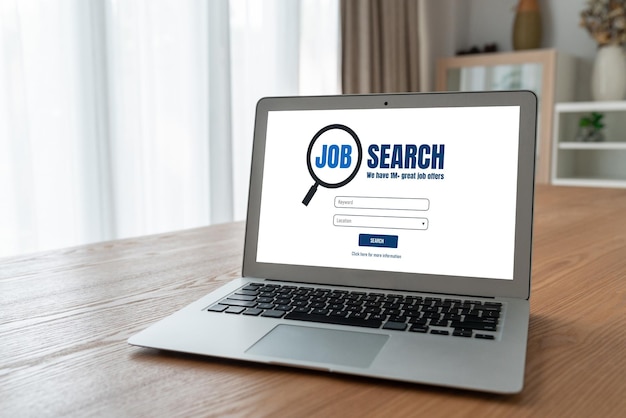 Online job search on modish website for worker to search for job opportunities