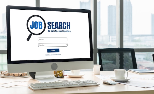 Online job search on modish website for worker to search for job opportunities