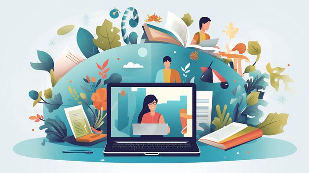 Photo online learning webinar business training concept