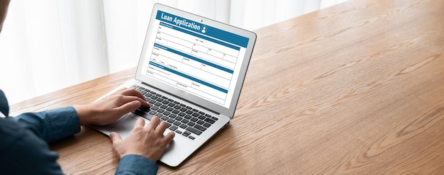 写真 インターネットネットワーク上で最新のデジタル情報を収集するためのオンラインローン申請フォーム