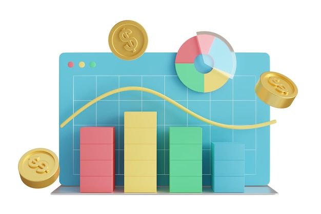 Online marketing financieel rapport grafiekgegevensanalyse en webontwikkelingsconcept Trendanalyse en projectpromotie