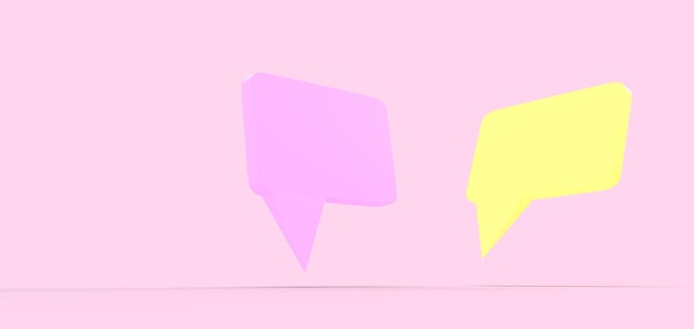 online massage stuur commentaar chat spreken sociaal mail media woord tekst pictogram roze geel oranje karakter cartoon creatief grafisch ontwerp sjabloon brief symbool stem praten communicatie3d render
