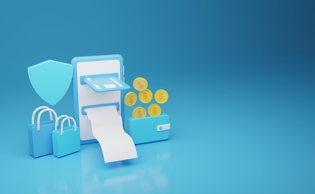 Online payment 3d illustration