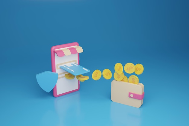 Photo online payment 3d illustration