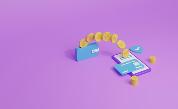 Online payment 3d illustration