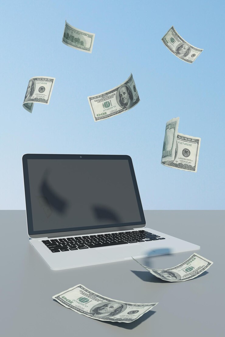 Photo online payment and money concept