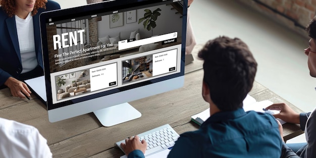 online real estate rental search brisk on computer