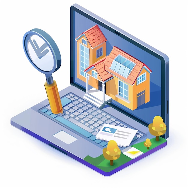 Online Real Estate Search On Computer House Property Listing
