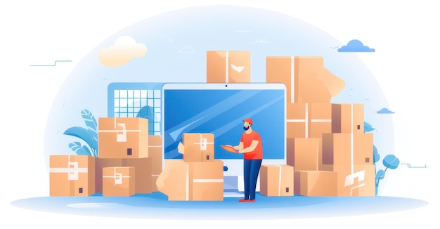 online sellers packaging ordersVibrant vector illustration