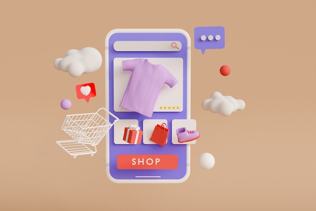online shop 3d rendering