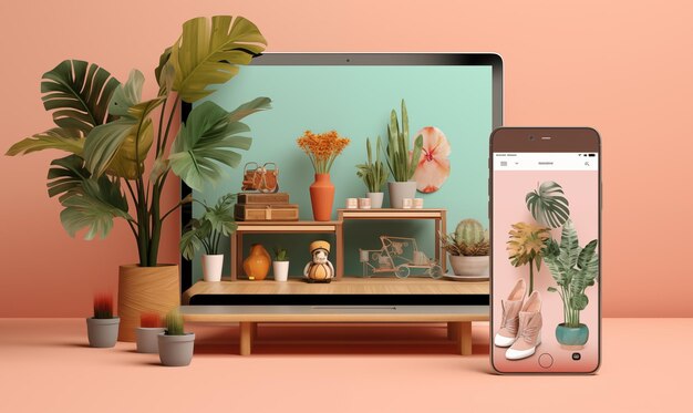 Foto negozio online in un dispositivo digitale