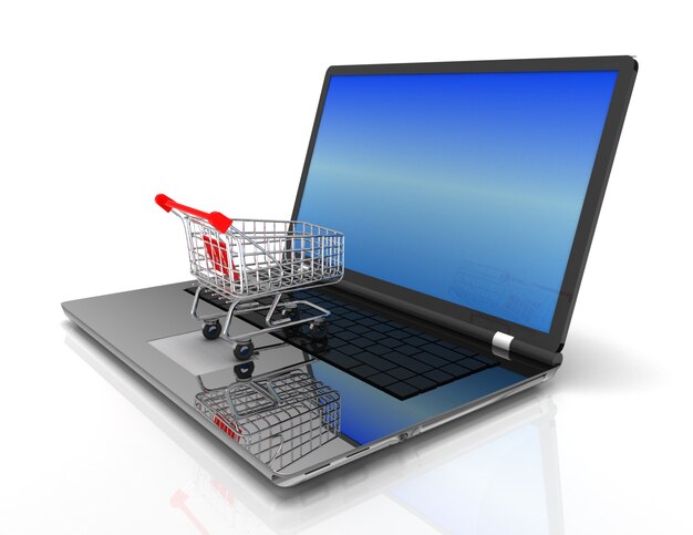 Concetto 3d per lo shopping online