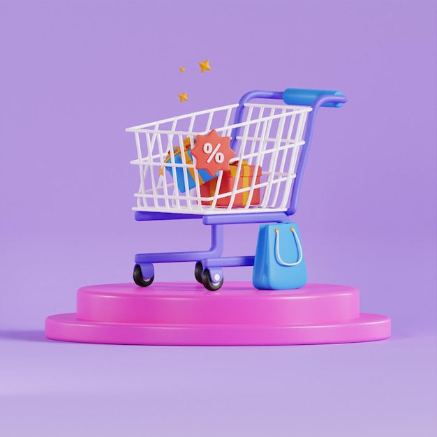 온라인 쇼핑 3D 일러스트레이션 온라인 상점 온라인 결제 및 배송 개념