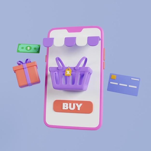 Online shopping 3D Illustration online shop online payment and delivery concept