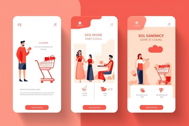 Online shopping banner mobile app templates concept