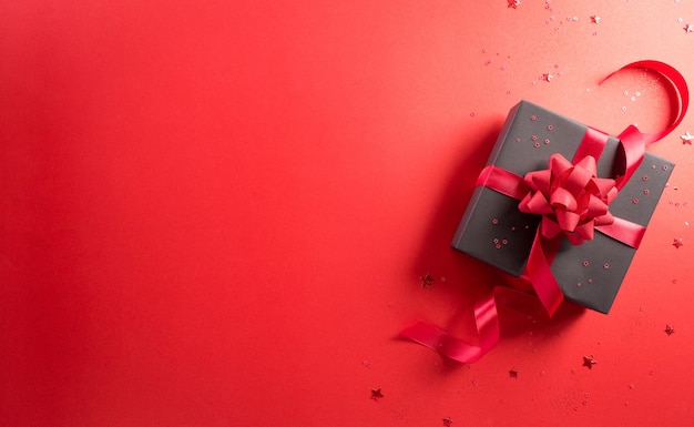 Online shopping of China 1111 singles day sale concept Top view of black  gift boxes with star