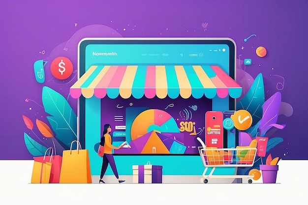 Online shopping concept illustration