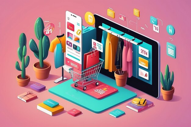 Online shopping concept illustration