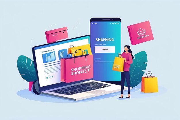 Online shopping concept illustration