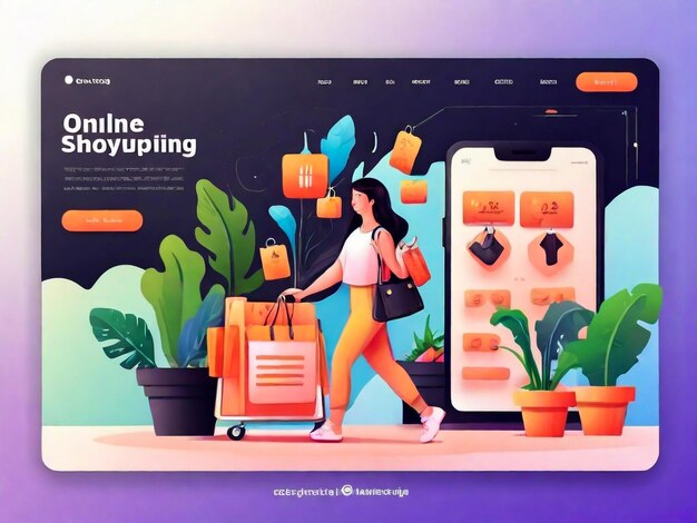 Photo online shopping concept for landing page