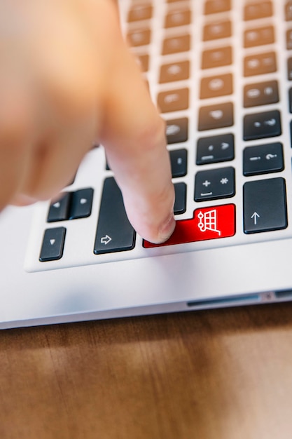 Online shopping key on keyboard