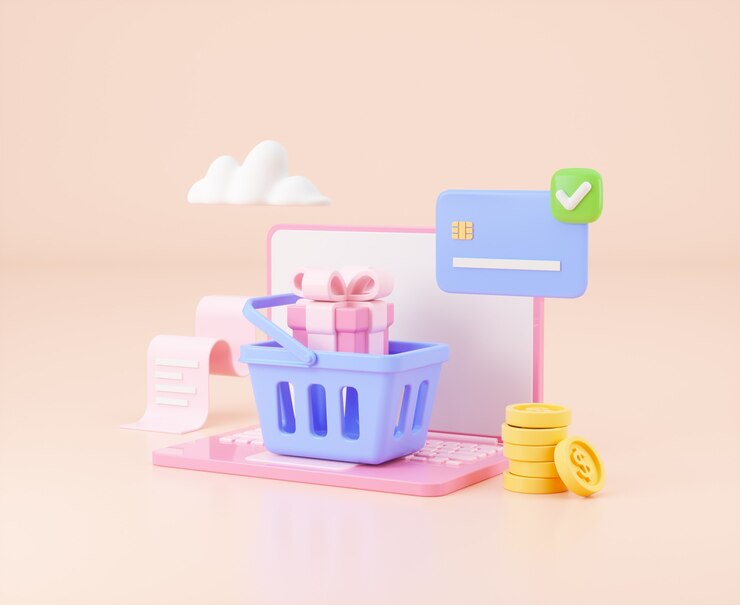 Photo 온라인 쇼핑 및 마케팅 개념 3d 그림