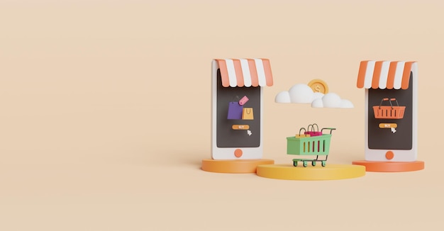 online shopping on smartphone application