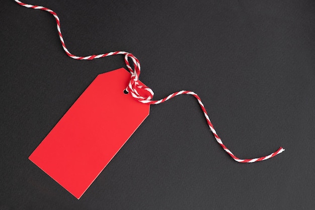Online shopping tag red on black background