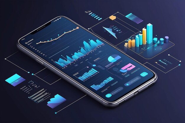 Premium AI Image | Online statistics and data analytics Isometric ...