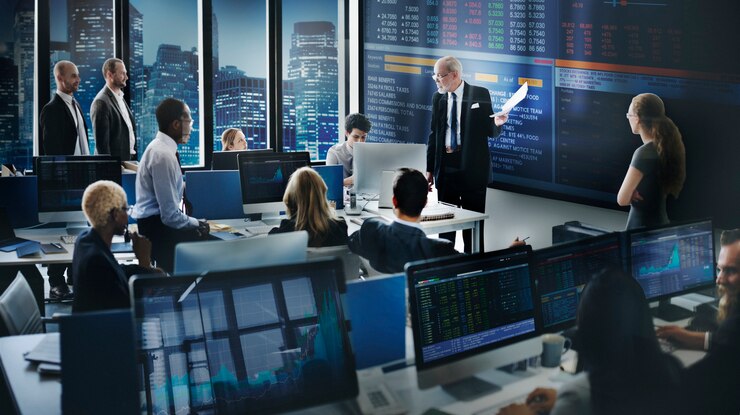 Photo online stock exchange team