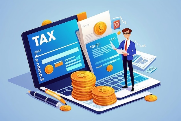 Photo online tax concept illustration