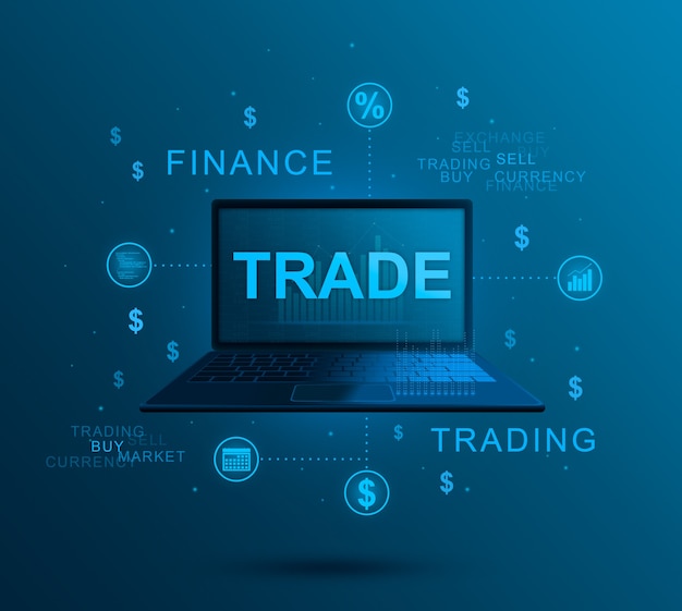 Online trade finance on laptop