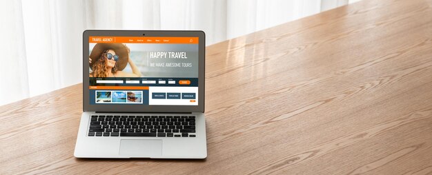 Photo online travel agency website for modish search and travel planning