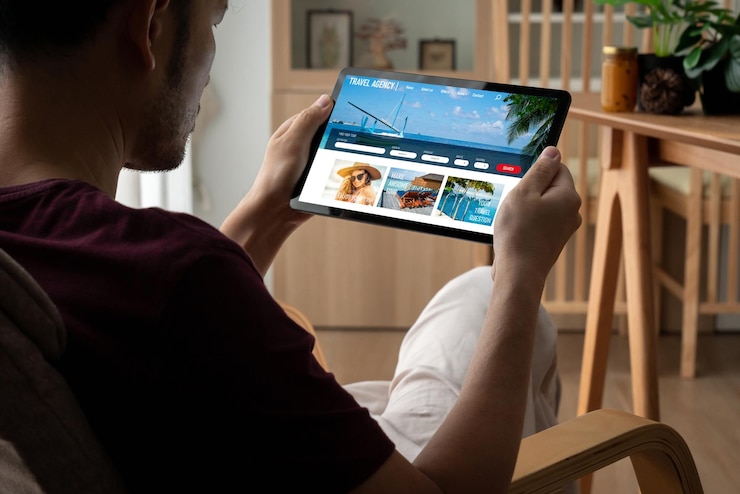 Photo online travel agency website for modish search and travel planning