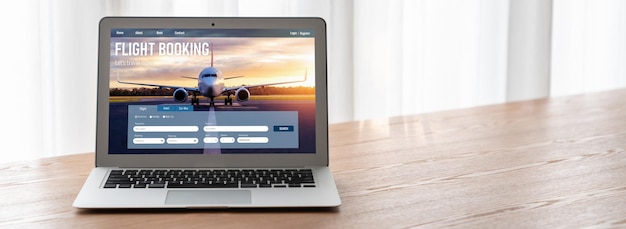 Foto online vluchtboekingswebsite biedt een modieus reserveringssysteem