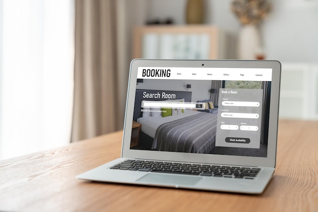 Online website voor het boeken van hotelaccommodaties biedt een modieus reserveringssysteem Reistechnologieconcept