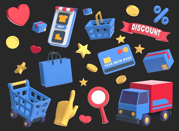 Online winkel op de telefoon met munten karren en Deleviry Iconen