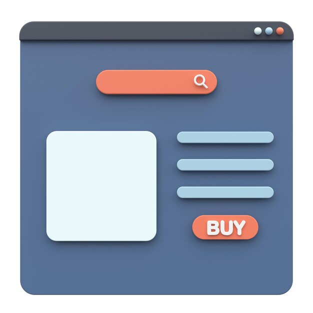 Online winkelen 3D-browser Productpagina 3D-illustratie