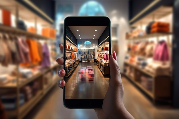 Online winkelen biedt kledingwinkel AI gegenereerde illustratie