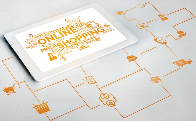 Online winkelen en internetgeldtechnologie