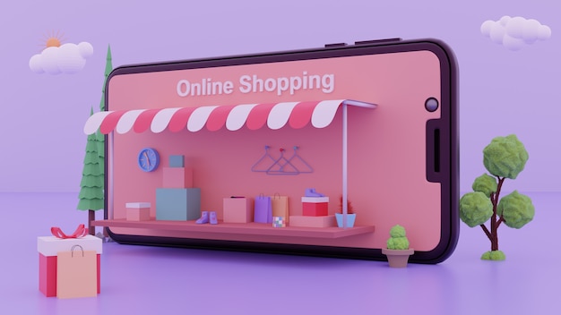 online winkelen in smartphone. Digitale marketing