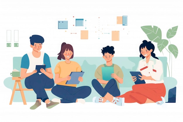 Onlineducatieconcept voor apparatentechnologiefamilie