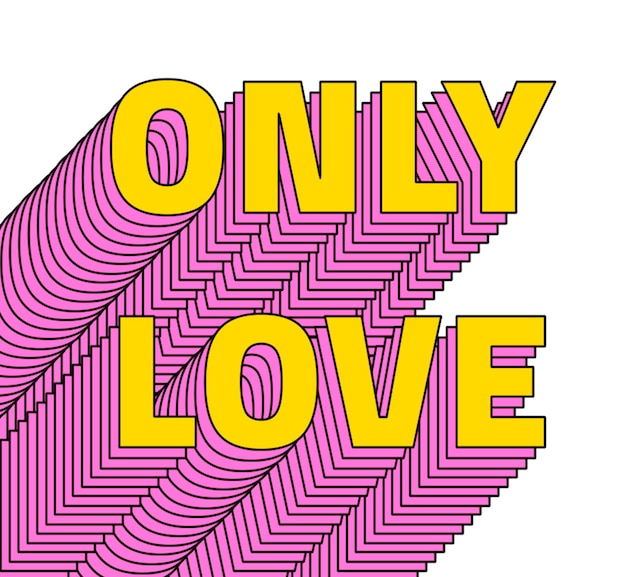 only love layered png typography retro word