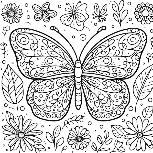 only one Butterfly childrens coloring pages